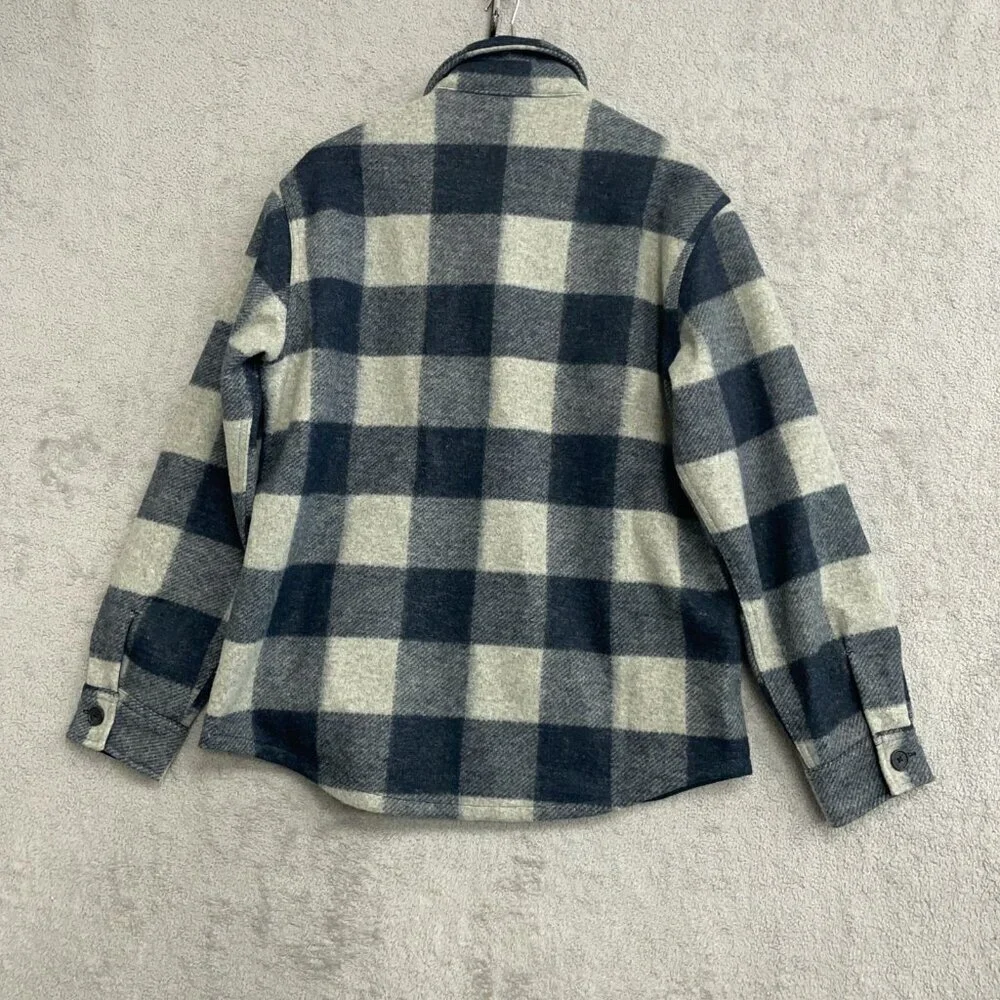 NWOT Banana Republic Men's M Blue & White Plaid Button-Up Shirt Jacket Polyester